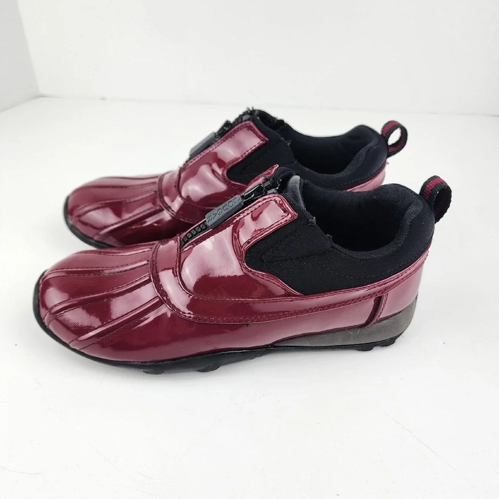 Cougar Howdoo Rain Patent‎ Leather Shoes Zip Up Womens 6M Red Waterproof Comfort
